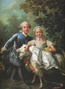 Francois-Hubert Drouais Charles of France and his sister Clotilde oil painting